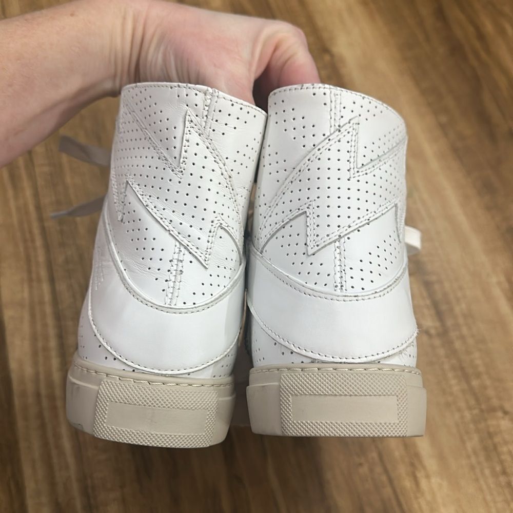 Zadig and Voltaire High Flash White Hightop Sneakers Size 9.5 NWOT - Picture 6 of 9
